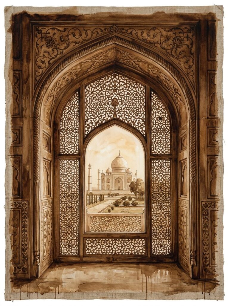 Agra Jharokha Sepia Coffee Wash